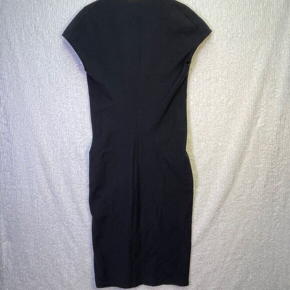 The Row Black Stretch-Crêpe V-Neck Cap Sleeve Midi Dress Medium - Picture 4 of 7